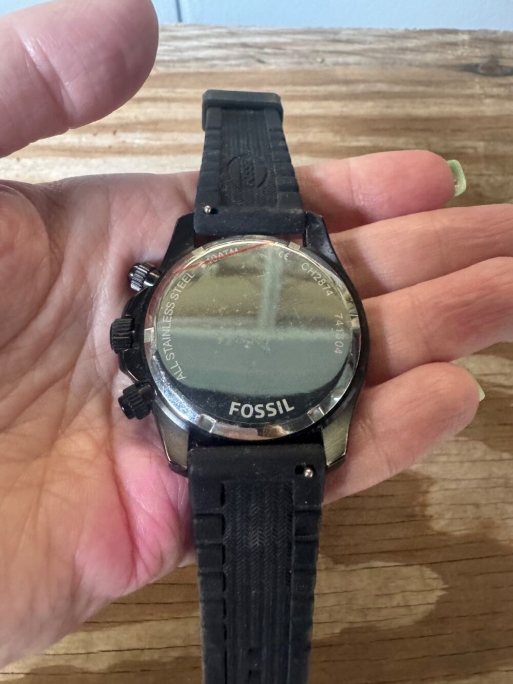 Fossil Mens Retro Traveler CH2874 Chronograph Watch New Battery Black Red - Picture 5 of 6